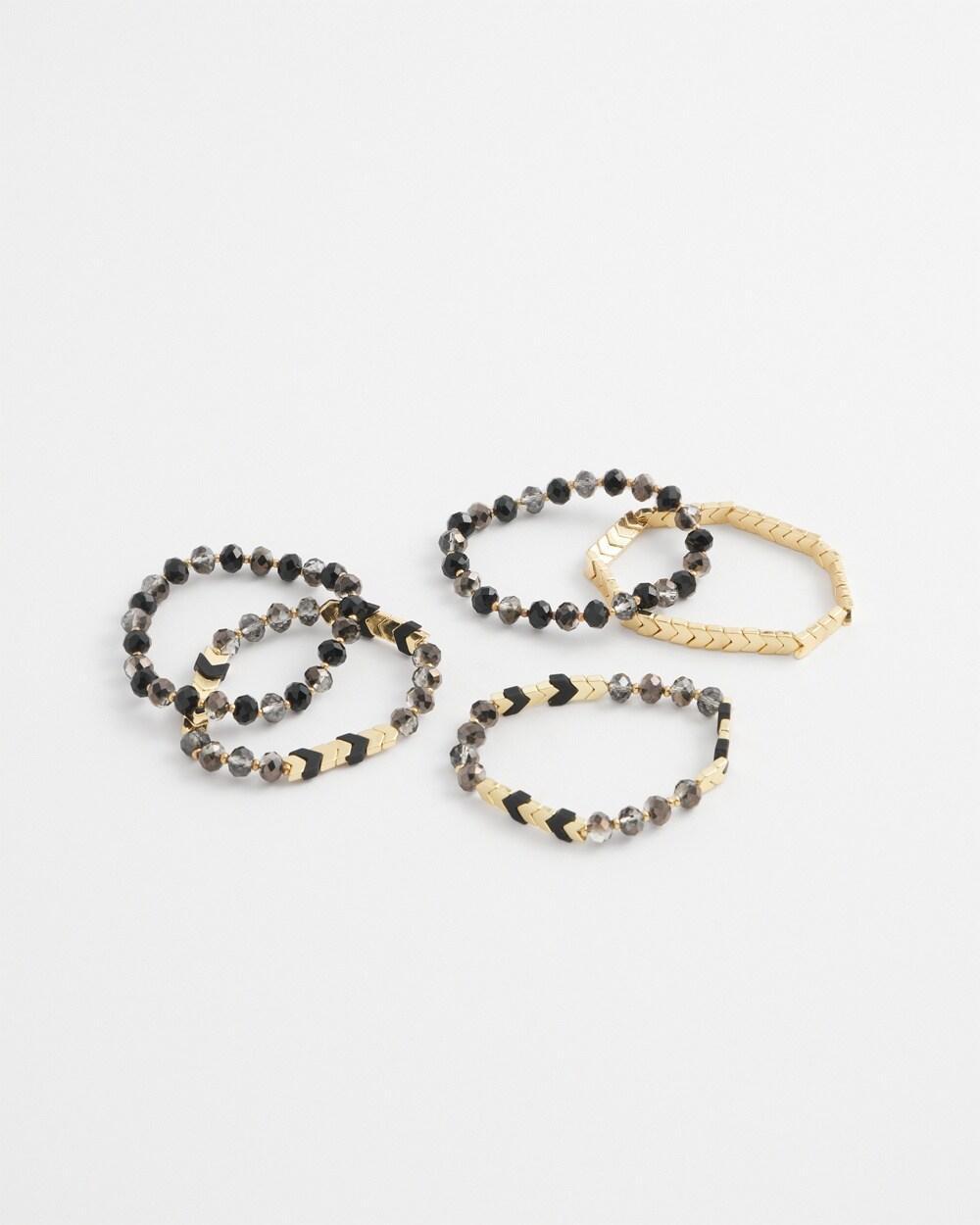 Set of Five Gold & Black Bracelets Product Image