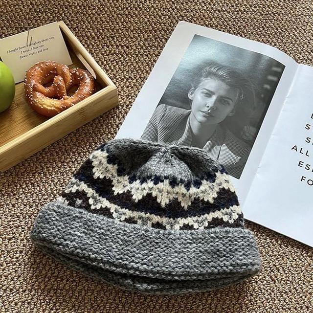 Patterned Knit Beanie Product Image