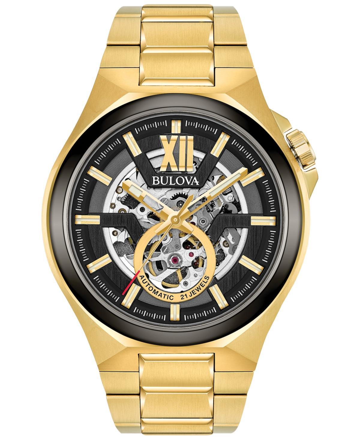 Bulova Mens Maquina Automatic Gold Stainless Steel Bracelet Watch Product Image