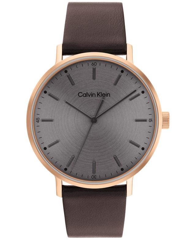 Calvin Klein Brown Leather Strap Watch 42mm Product Image