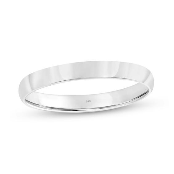 Men's Engravable 3.0mm Low Dome Comfort Fit Wedding Band in 14K White Gold (1 Line) Product Image