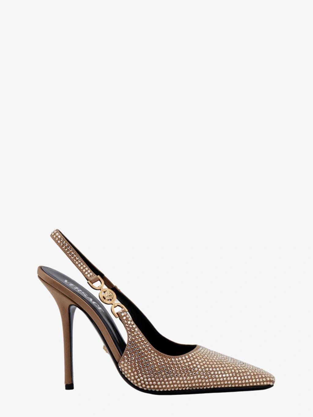 Crystal Stiletto Slingback Pumps In Beige Product Image