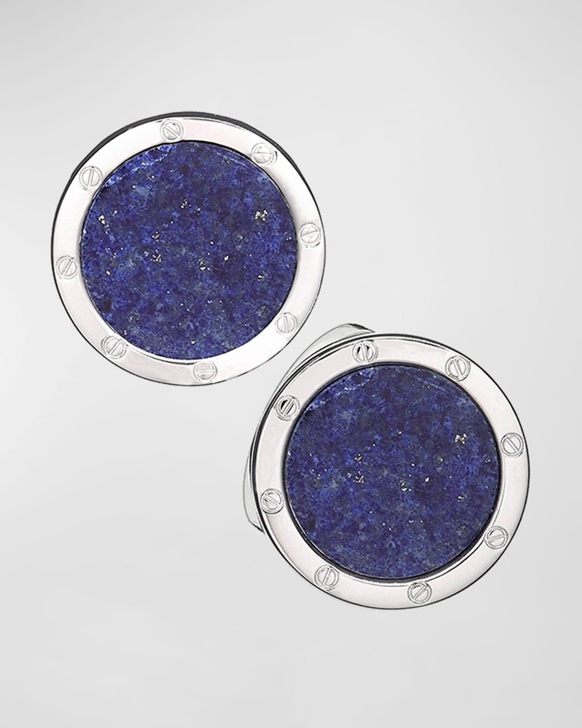 Jan Leslie Round Lapis Cuff Links, Blue - BLUE Product Image