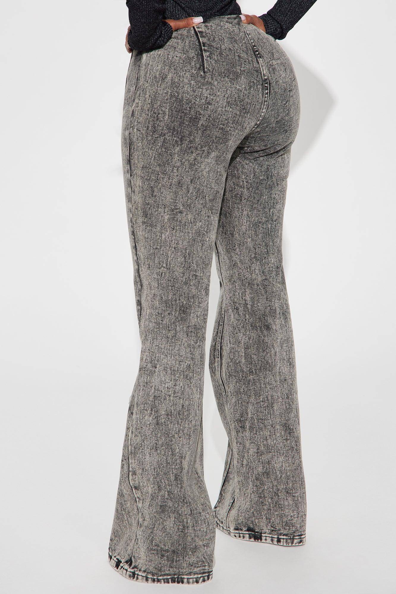 Step Out Tonight Non Stretch Flare Jeans - Acid Wash Grey Product Image