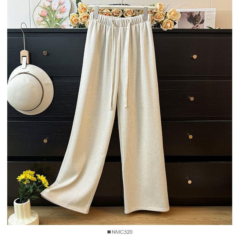 Fleece-Lined Wide-Leg Pants in 5 Colors Product Image