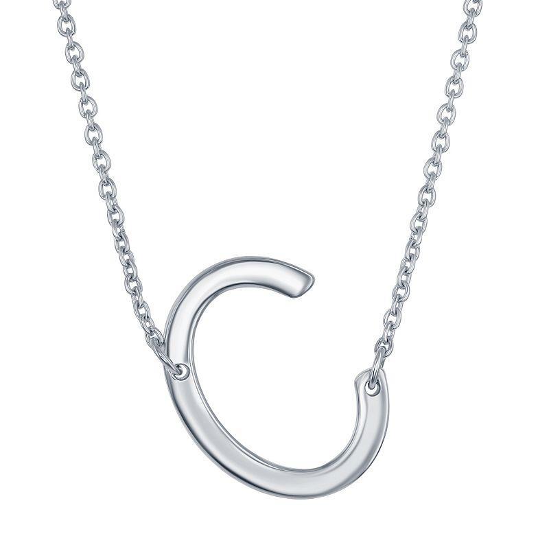 Sterling Silver Sideways Initial Necklace, Womens Sterling J Product Image