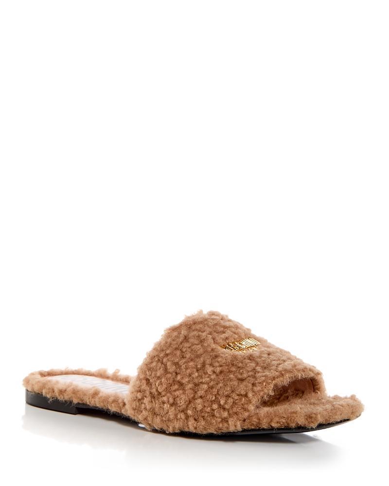 Moschino Womens Faux Fur Slide Sandals Product Image