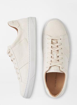 Peter Millar Womens Vantage Suede Sneaker | Color: Ivory | Size: 10 Product Image