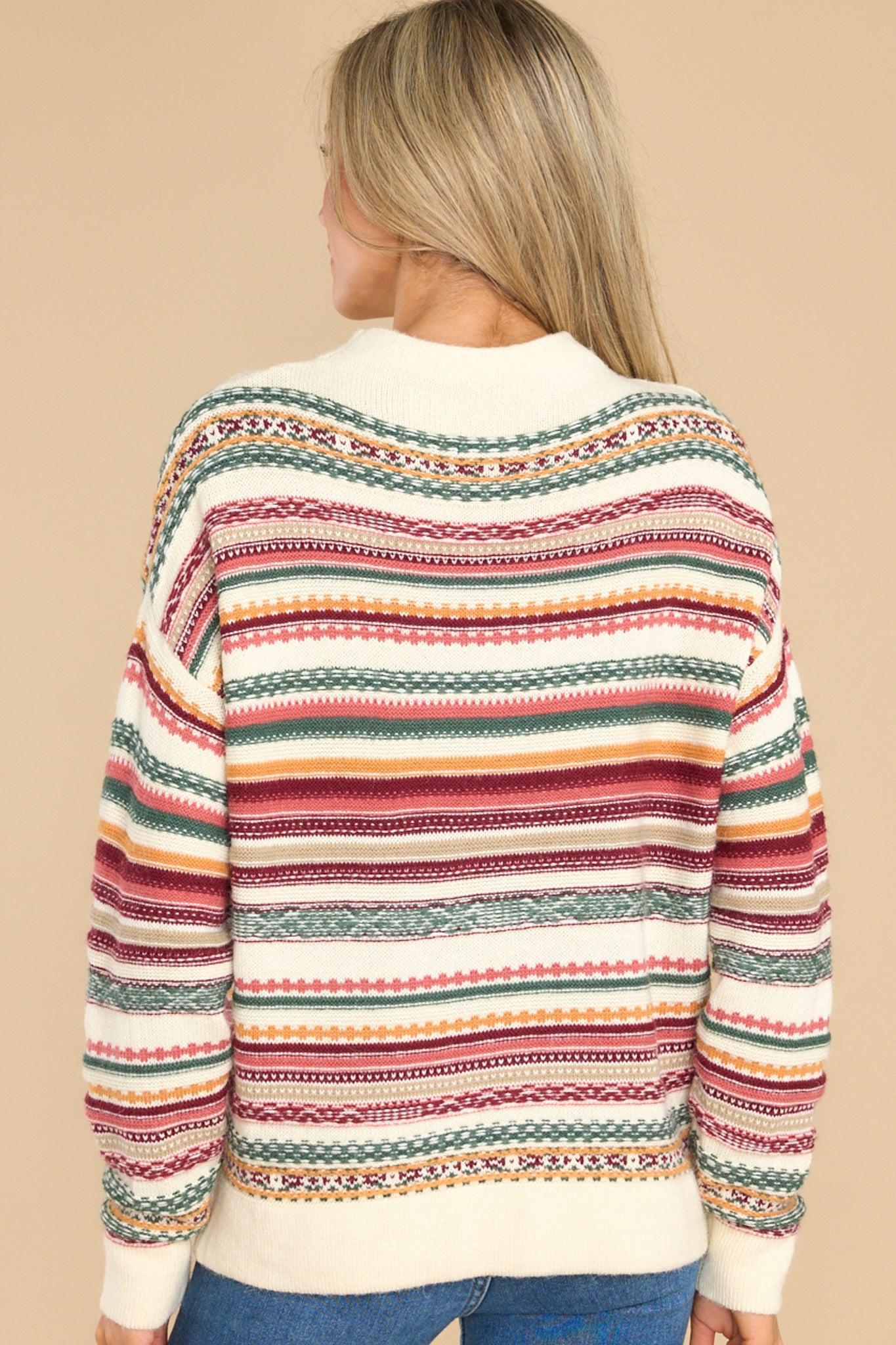 Making Things Happen Burgundy Striped Sweater Product Image