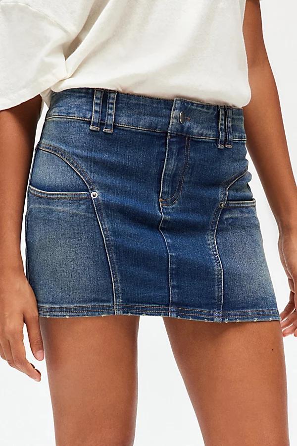 BDG Tatiana Moto Denim Low Rise Micro Skirt Womens at Urban Outfitters Product Image