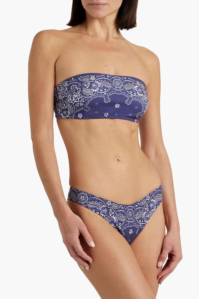 Printed Low-rise Bikini Briefs In Navy Product Image