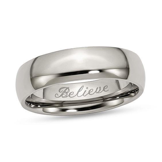 Men's 6.0mm Engravable Polished Wedding Band in Titanium (1 Line) Product Image