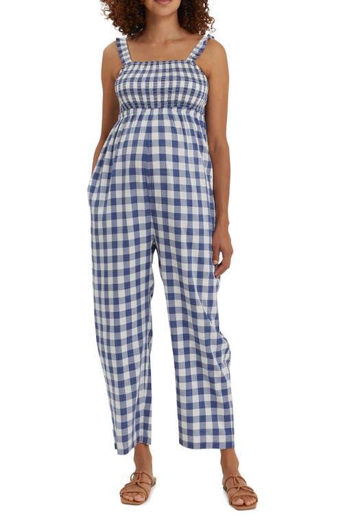 Womens Marais Gingham Smocked Maternity Jumpsuit Product Image