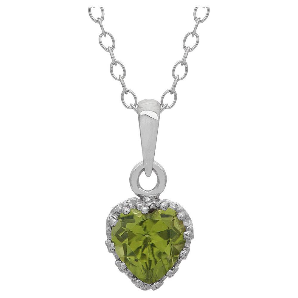 Designs by Gioelli Sterling Silver Peridot Heart Crown Pendant, Womens Green Product Image