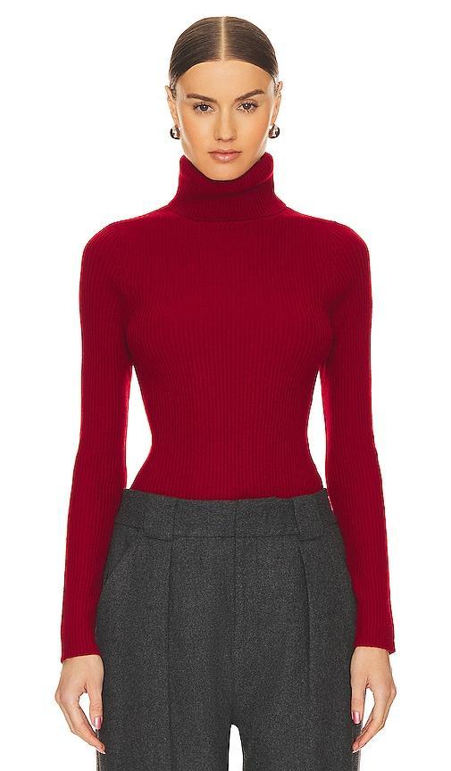 Enza Costa Rib Turtleneck Sweater in Red. Size L, XS. product image