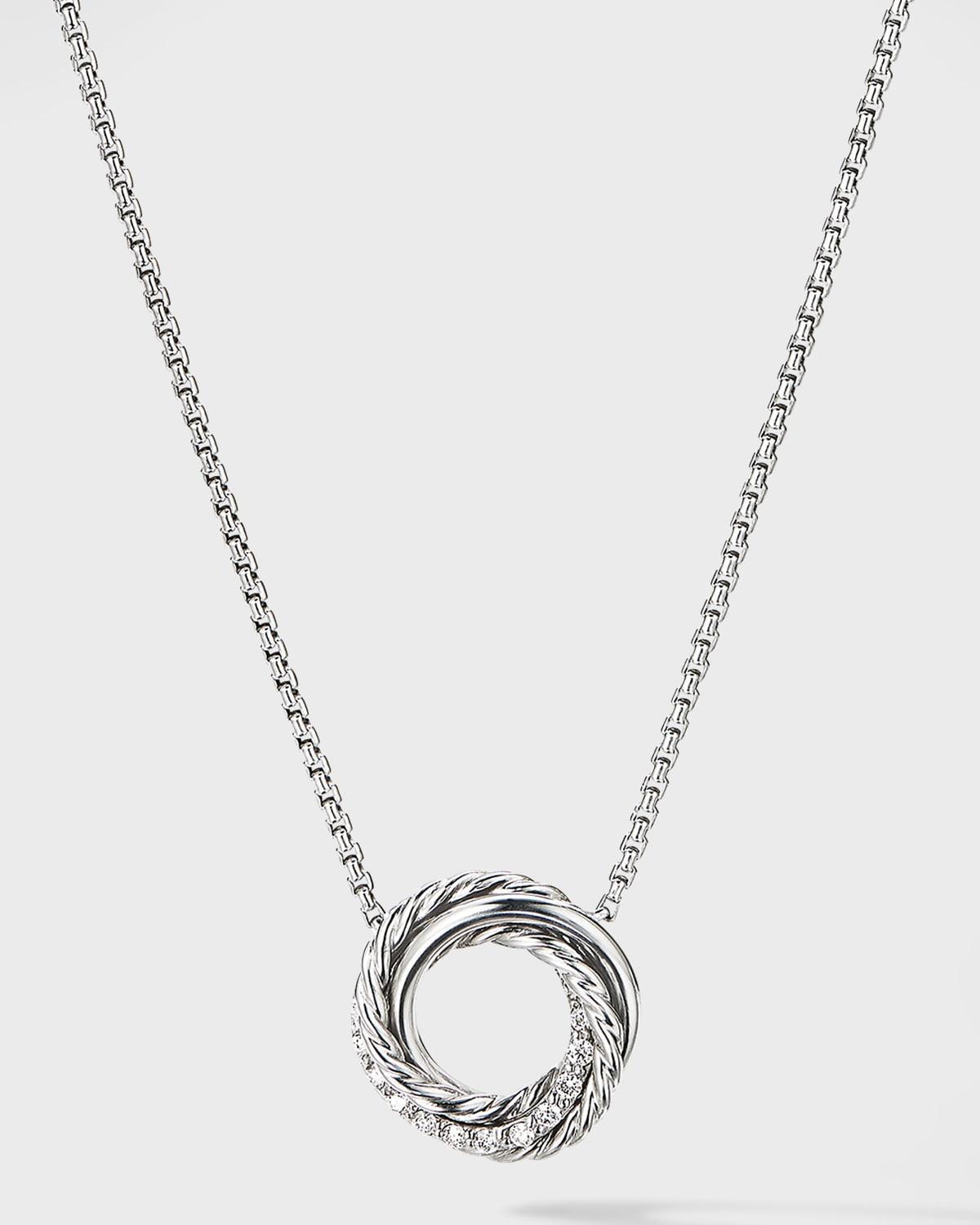 Womens Crossover Mini Pendant Necklace with Diamonds Product Image