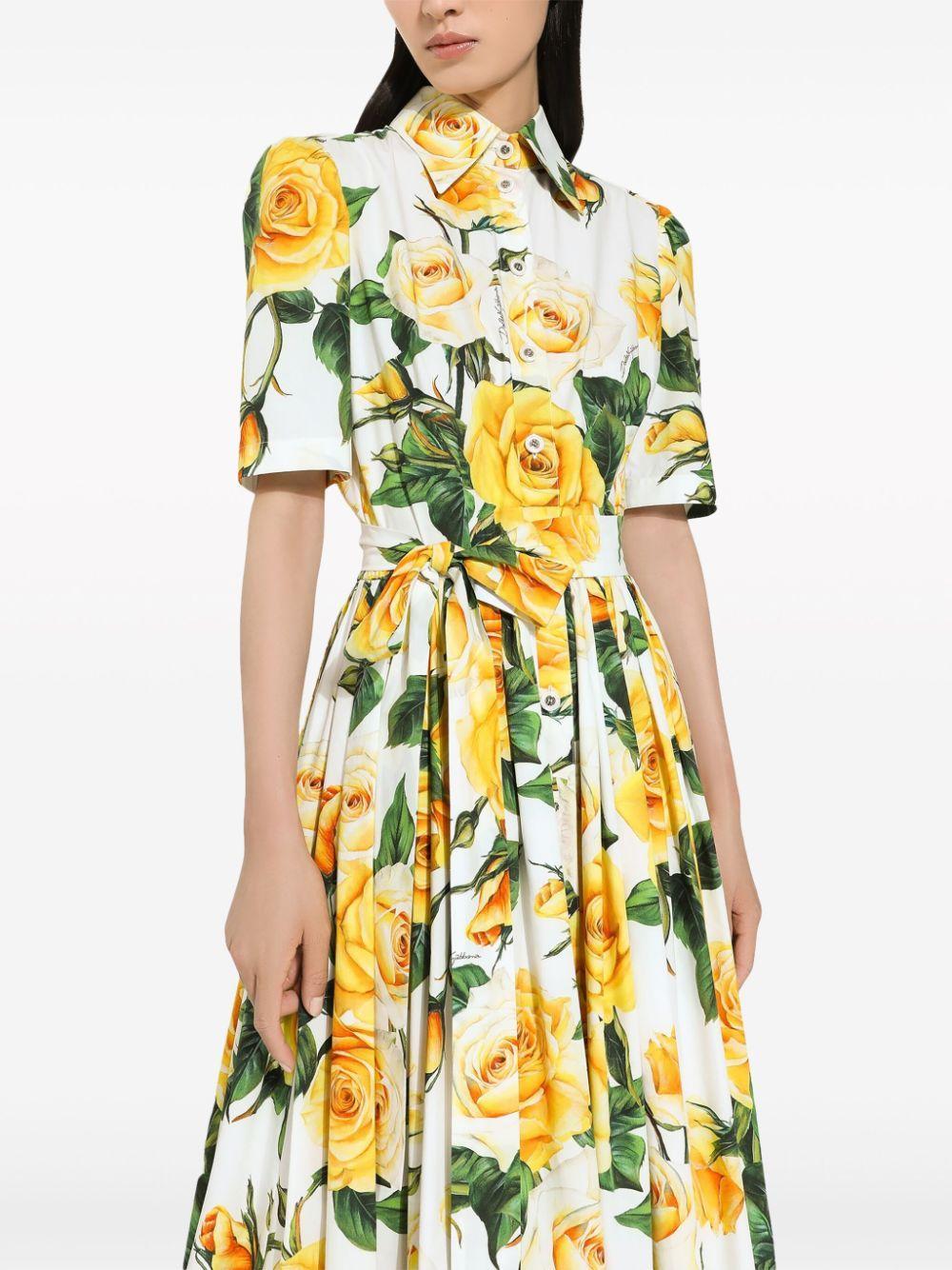 rose-print cotton midi-dress Product Image