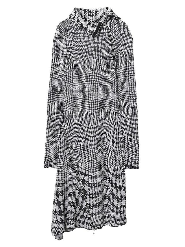 Womens Warped Houndstooth Wool-Blend Asymmetric Dress Product Image