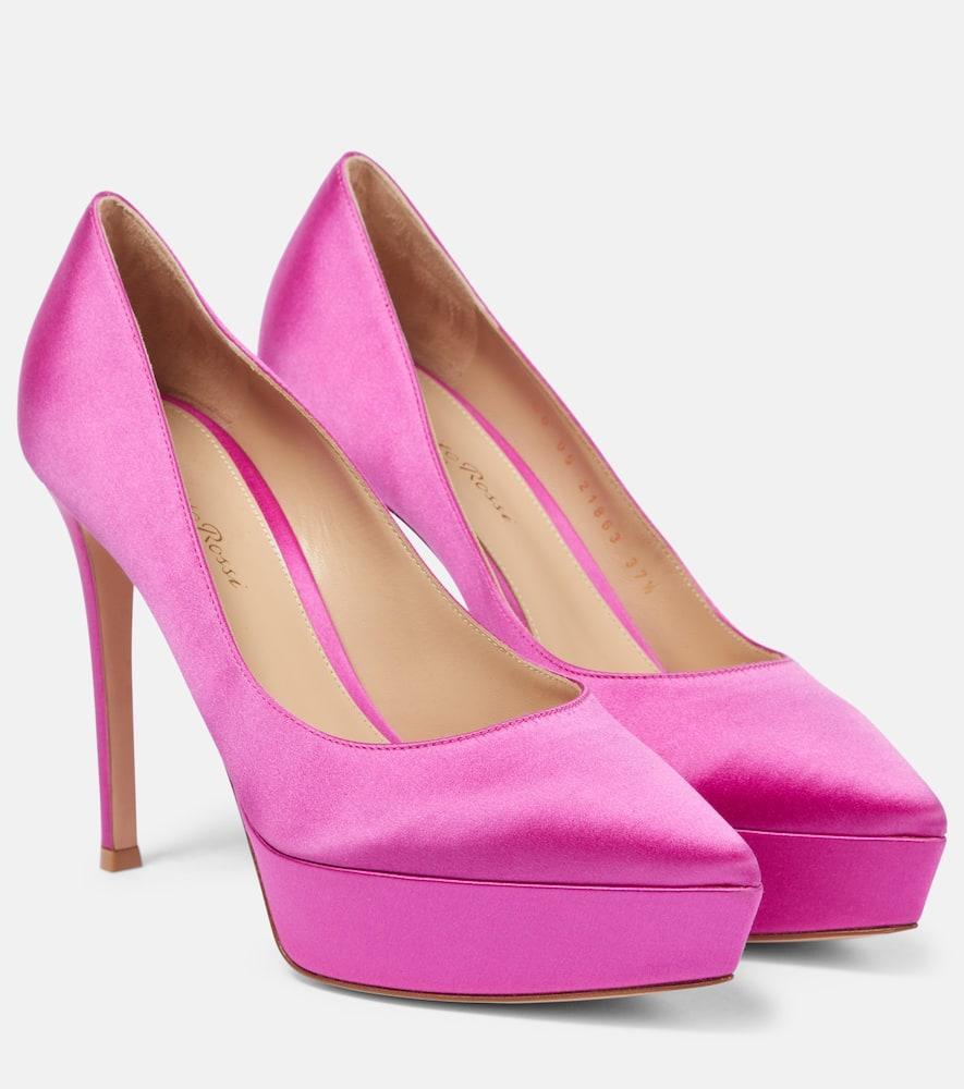 105mm Dasha Satin High Heel Pumps In Fuchsia Product Image