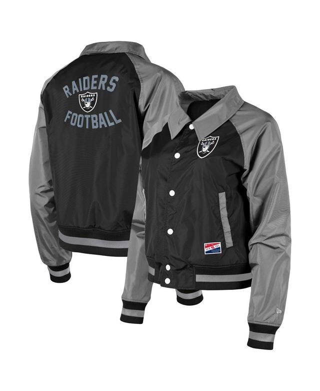 Womens New Era Black Las Vegas Raiders Coaches Raglan Full-Snap Jacket Product Image