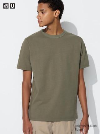 Mens Crew Neck T-Shirt Olive 3XL UNIQLO US Product Image