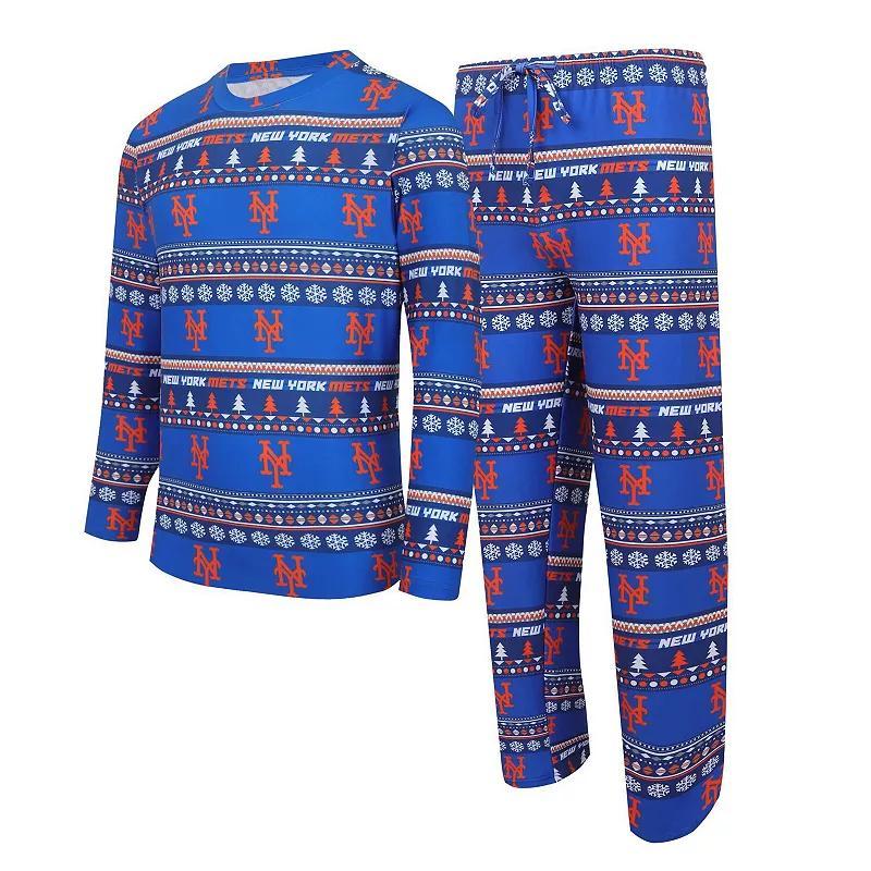 Mens Concepts Sport Royal New York Mets Knit Ugly Sweater Long Sleeve Top & Pants Set Product Image