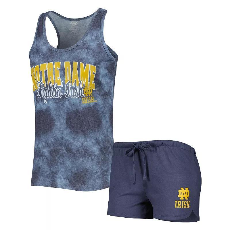 Womens Concepts Sport Notre Dame Fighting Irish Billboard Tie-Dye Tank Top and Shorts Sleep Set Blue Product Image