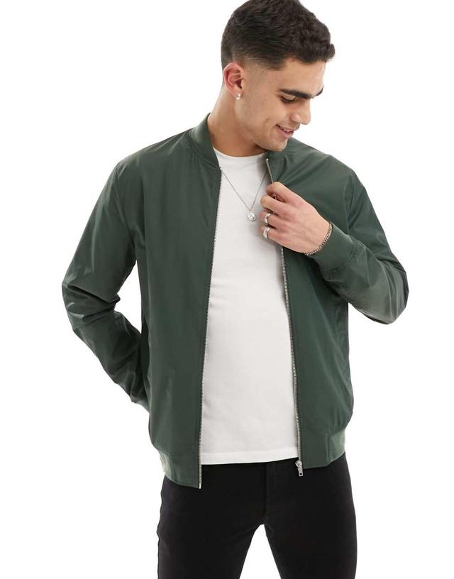 ASOS DESIGN lightweight bomber jacket in green Product Image