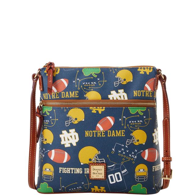 Dooney & Bourke Womens Collegiate University of Notre Dame Crossbody Coated Cotton Shoulder Bag in Navy Product Image