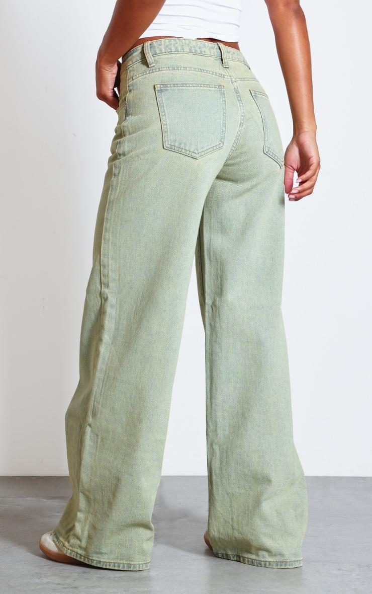 Vintage Wash Wide Leg Low Rise Jeans Product Image