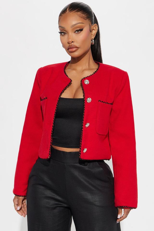 Olivia Tweed Jacket - Red Product Image