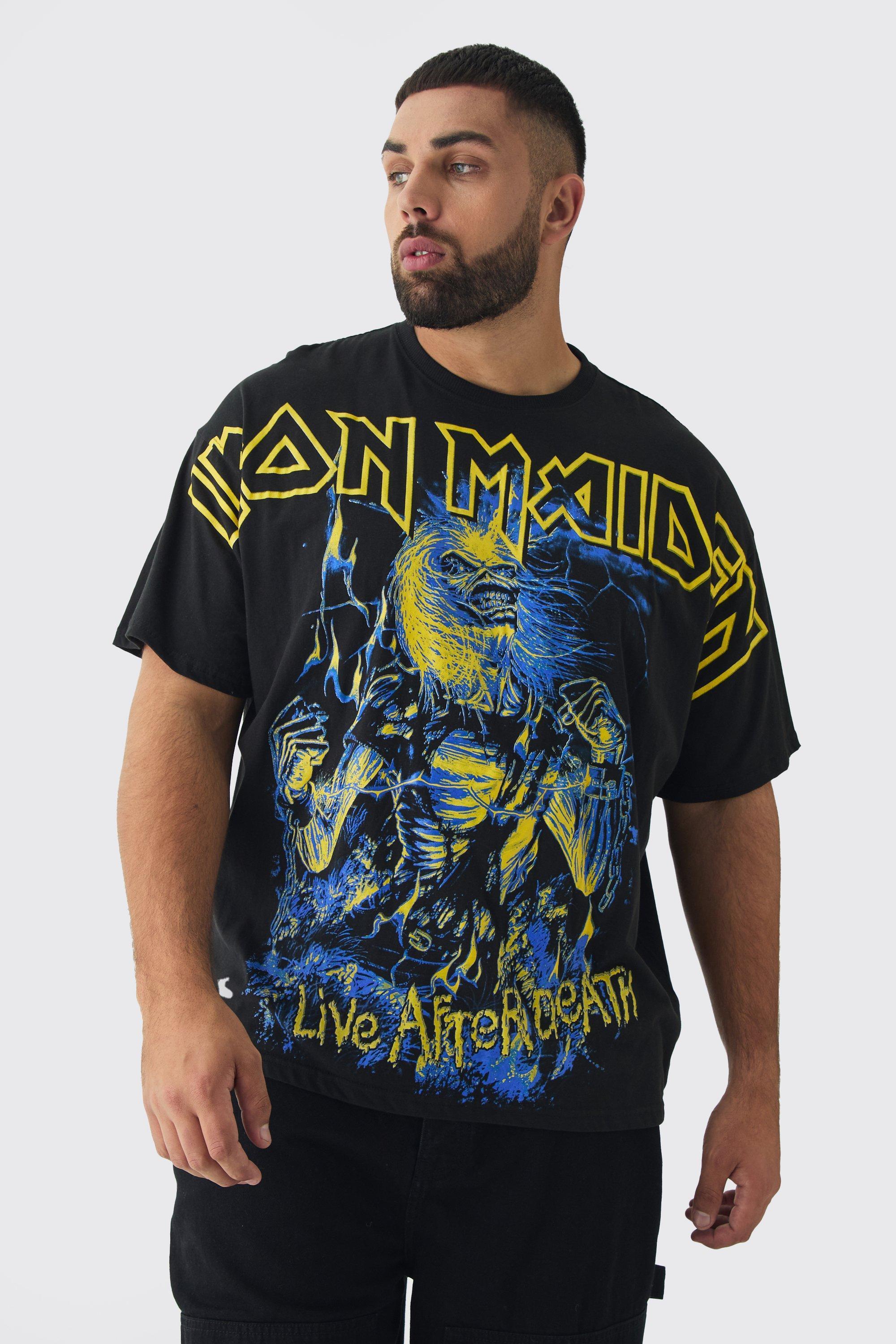 Plus Oversized Iron Maiden Large Scale License Print T-Shirt | boohooMAN USA Product Image