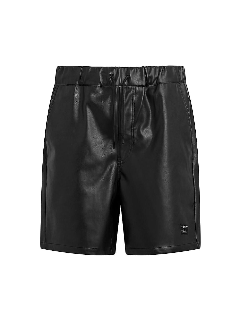 Mens Faux Leather Drawstring Shorts Product Image