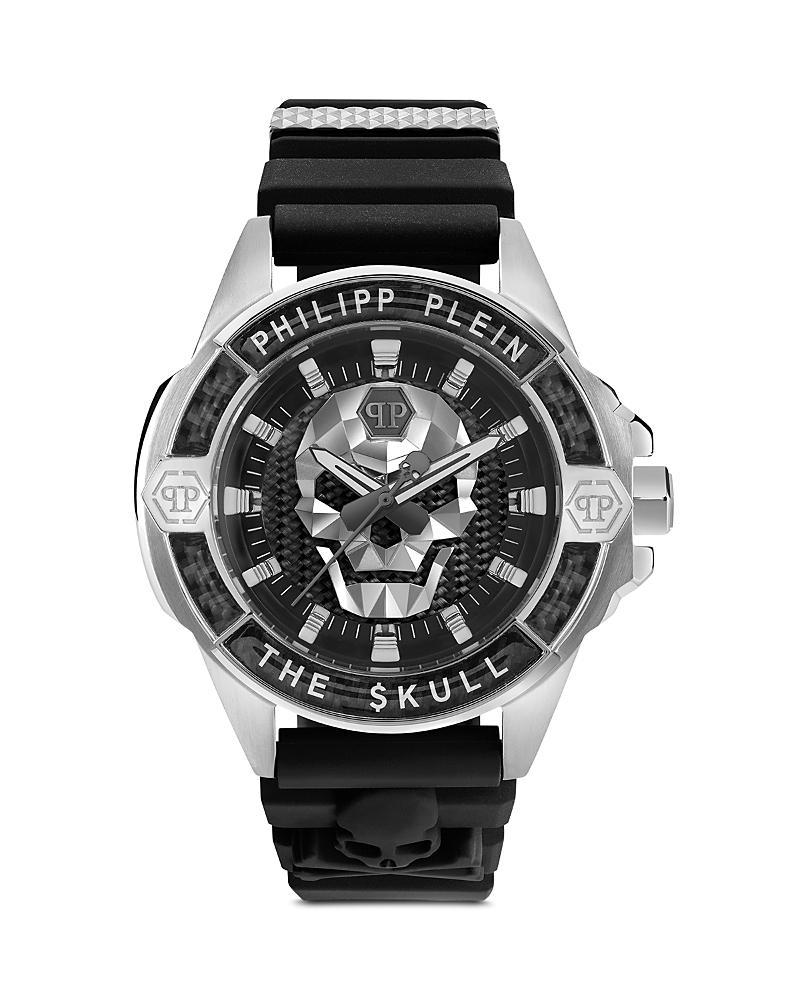 Philipp Plein Mens The $kull Black Silicone Strap Watch 44mm - Ip Black Product Image