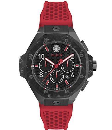 Philipp Plein Mens Chronograph Red Silicone Strap Watch 46mm - Black Product Image