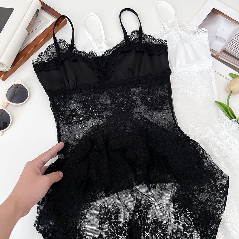 Spaghetti Strap Lace Flowy Top Product Image