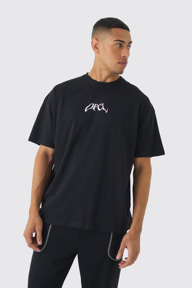 Mens Black Oversized OFCL Graphic T-Shirt, Black Product Image