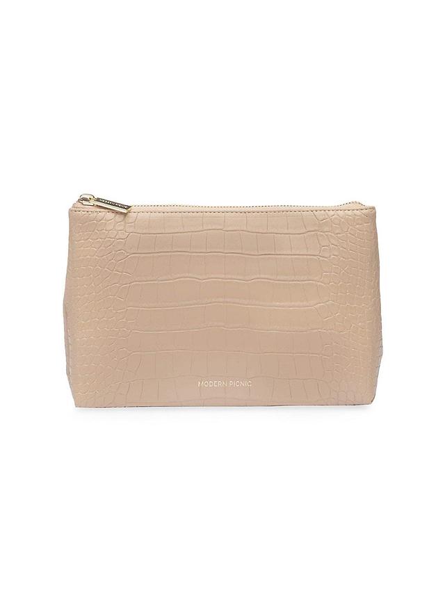 Womens The Snacker Crocodile-Embossed Vegan Leather Pouch Product Image