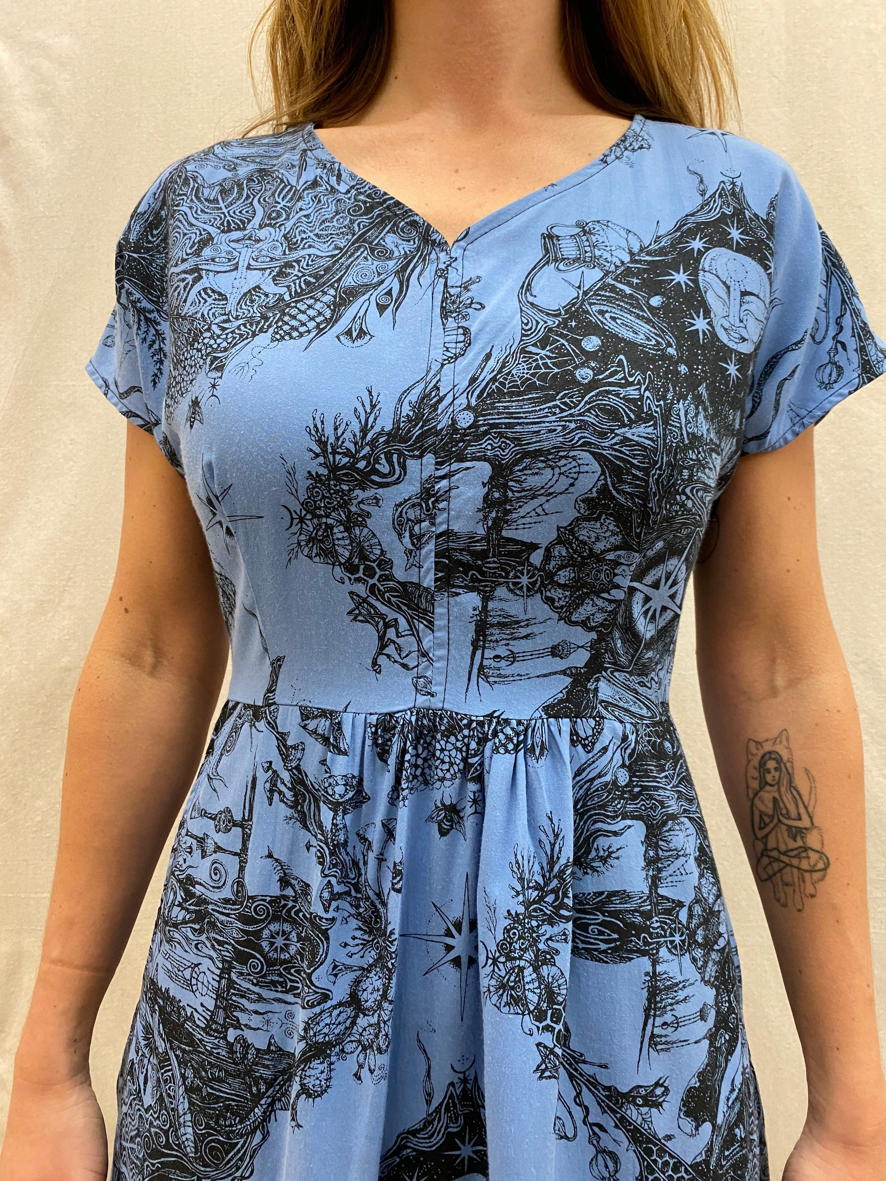 Dolman Dress in Earth Worship in Ocean Blue Product Image