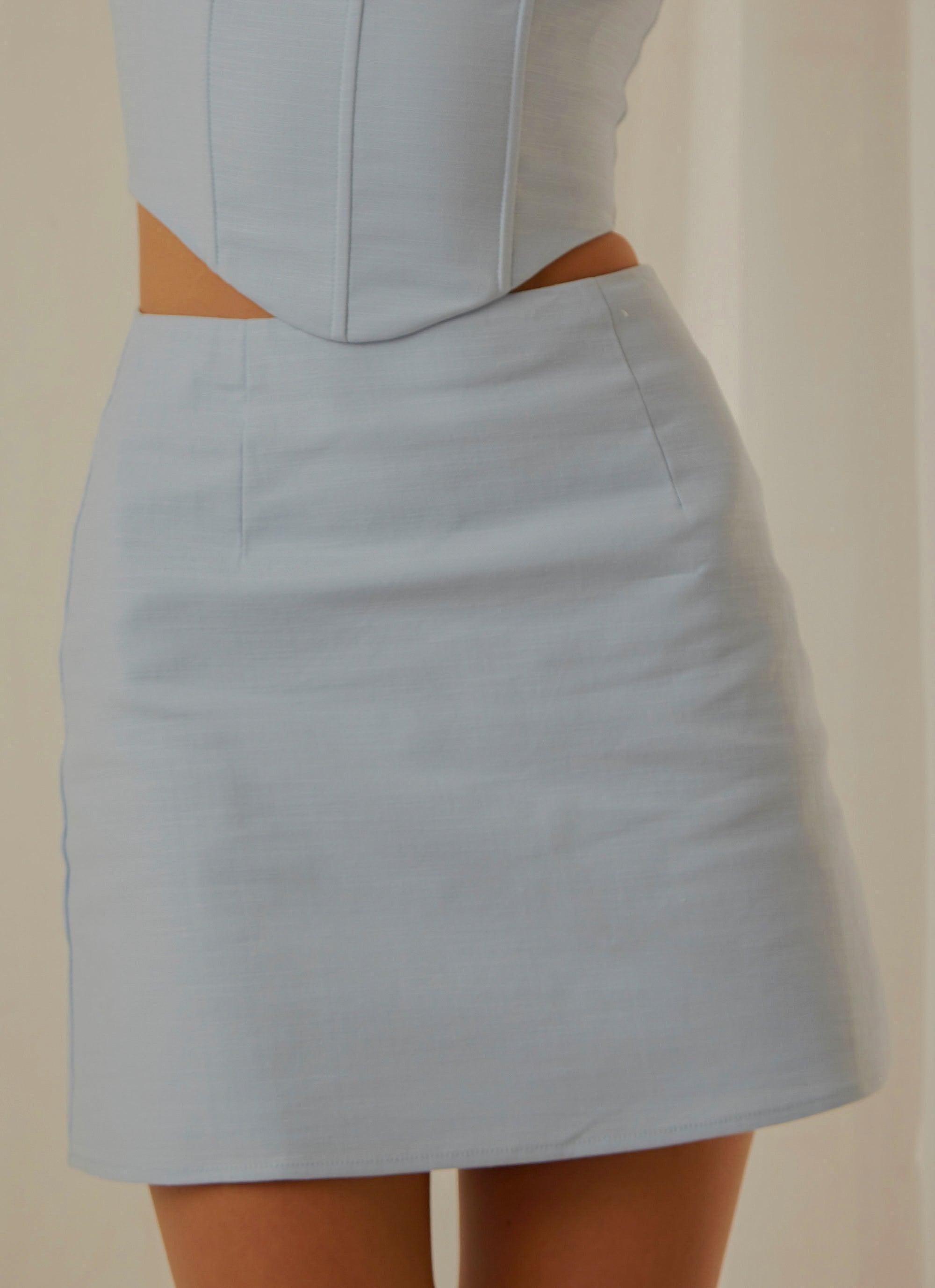 Rooftop Drinks Mini Skirt - Sky Blue Product Image