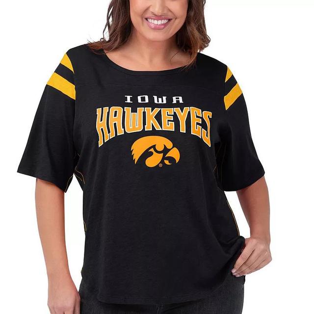 Womens G-III 4Her by Carl Banks Iowa Hawkeyes Plus Size Linebacker Half-Sleeve T-Shirt Product Image