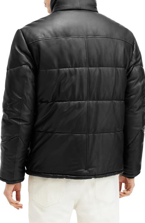 ALLSAINTS Raya Oversized Leather Puffer Jacket In Black Product Image