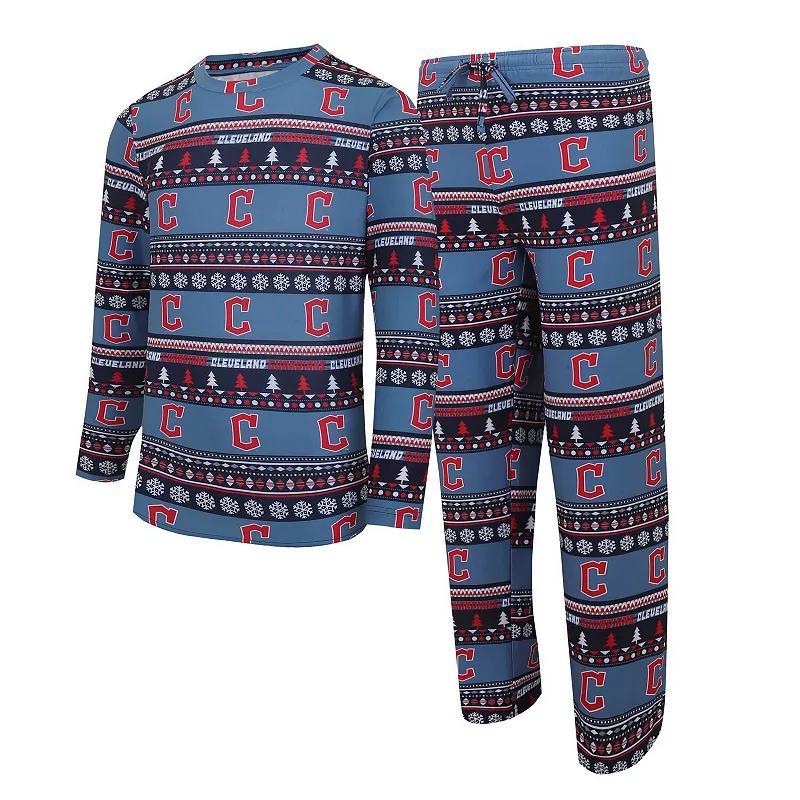 Mens Concepts Sport Navy Cleveland Guardians Knit Ugly Sweater Long Sleeve Top & Pants Set Product Image