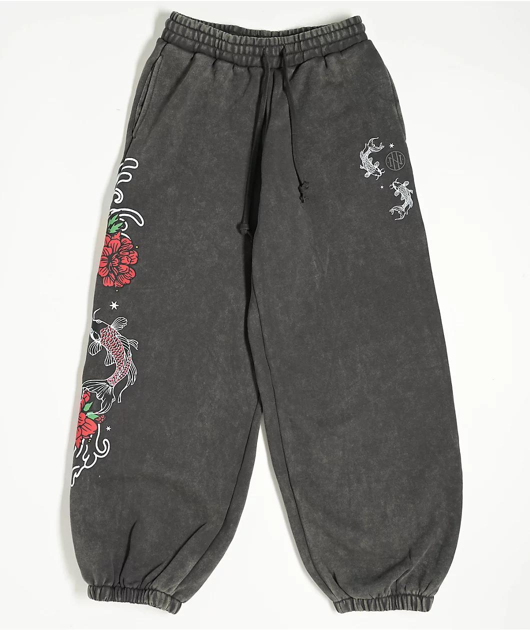 Ninth Hall Kyra Black Mineral Wash Oversized Sweatpants Product Image