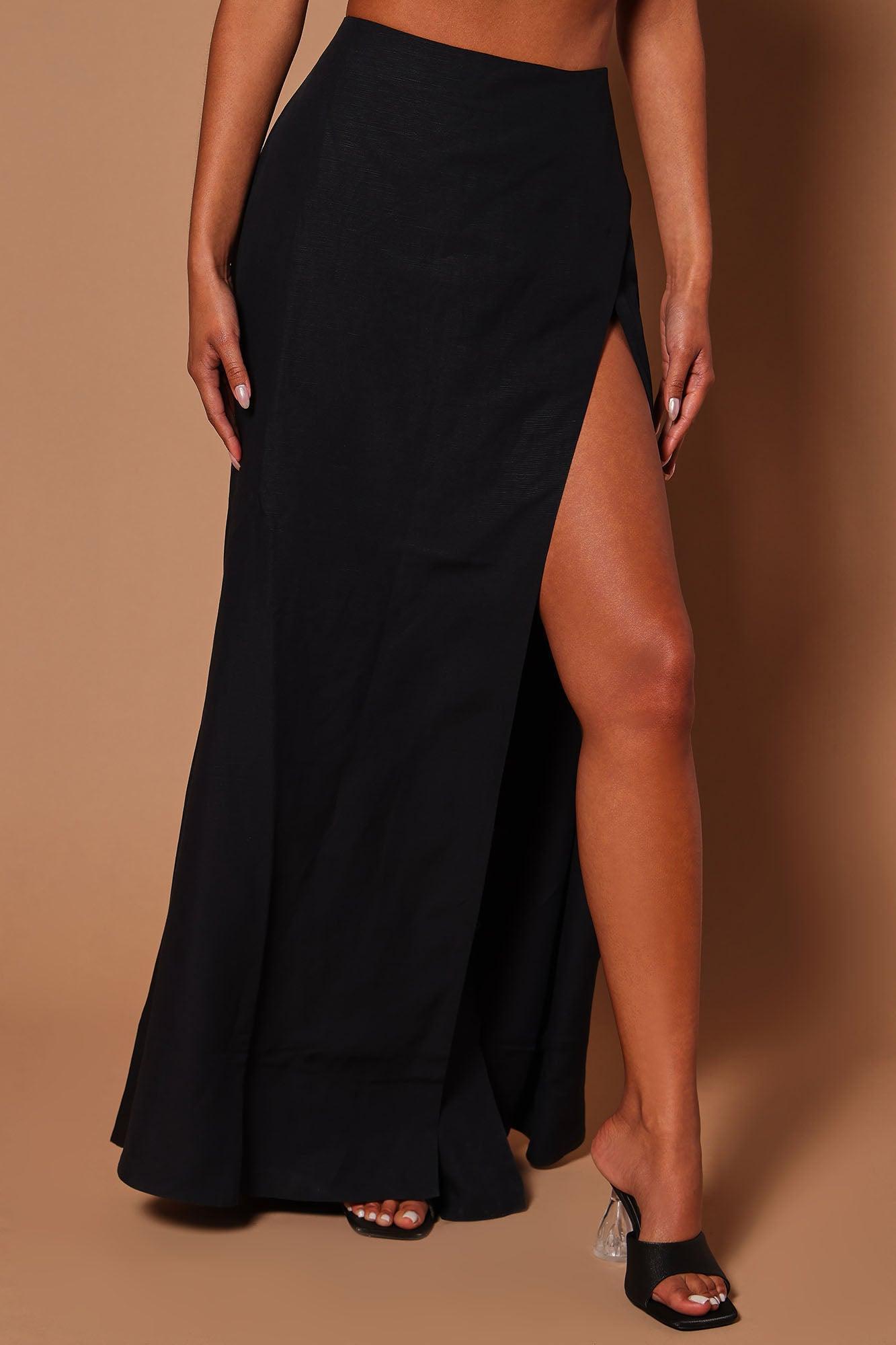 Marissa Linen Maxi Skirt - Black Product Image