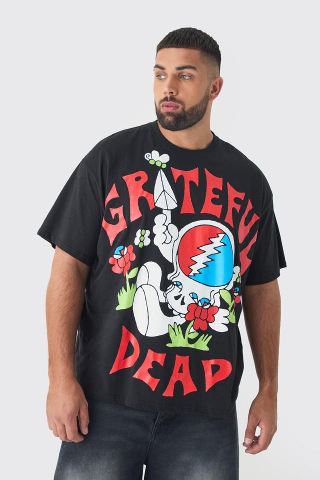 Plus Oversized Grateful Dead Large Scale License Print T-Shirt | boohooMAN USA Product Image