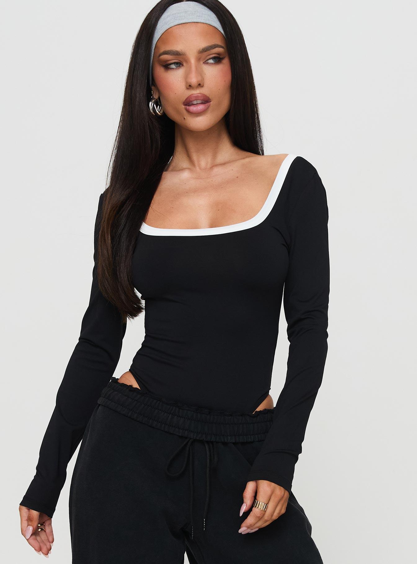 Ender Contrast Trim Bodysuit Black Product Image