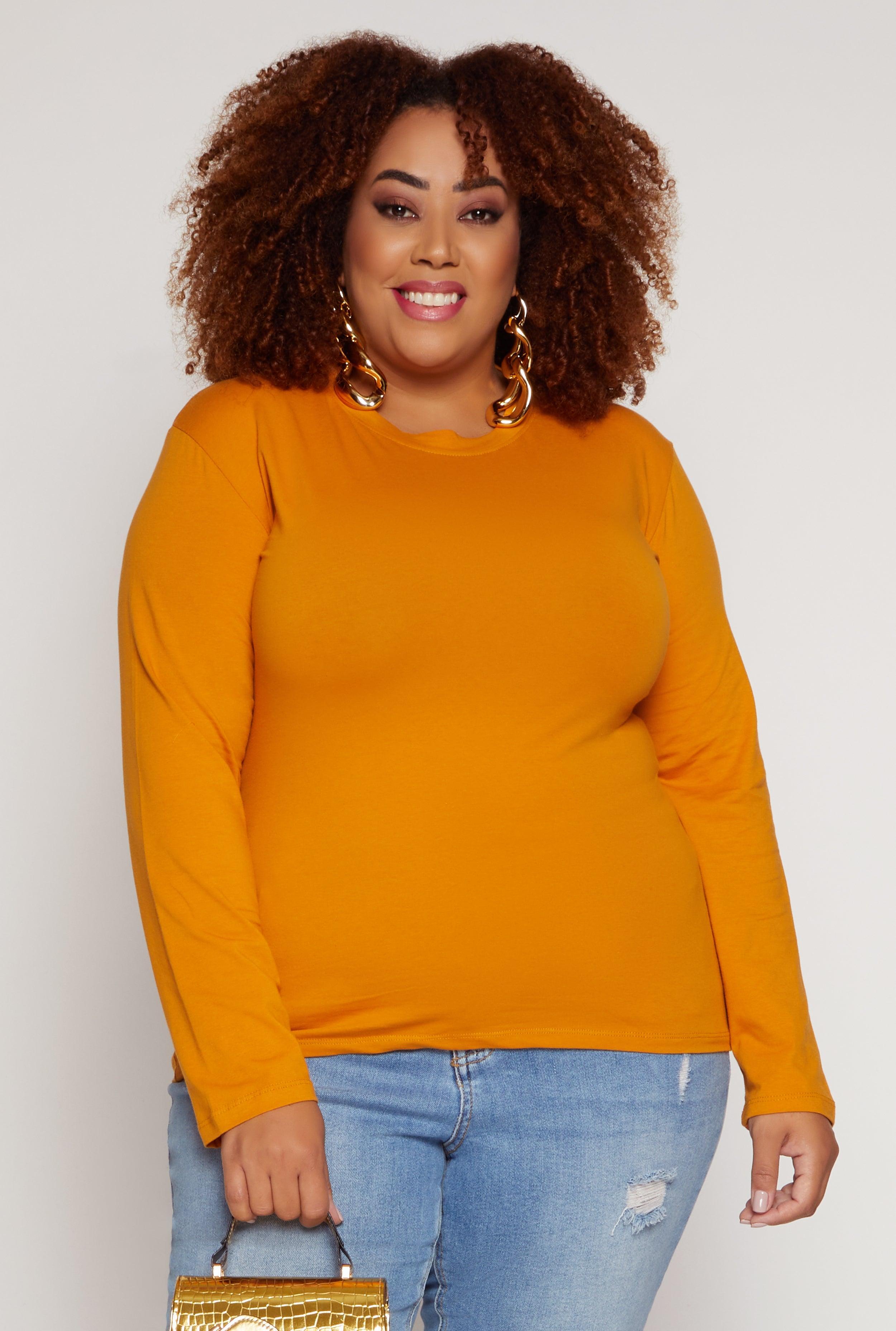 Womens Plus Size Long Sleeve Crew Neck Tee Product Image