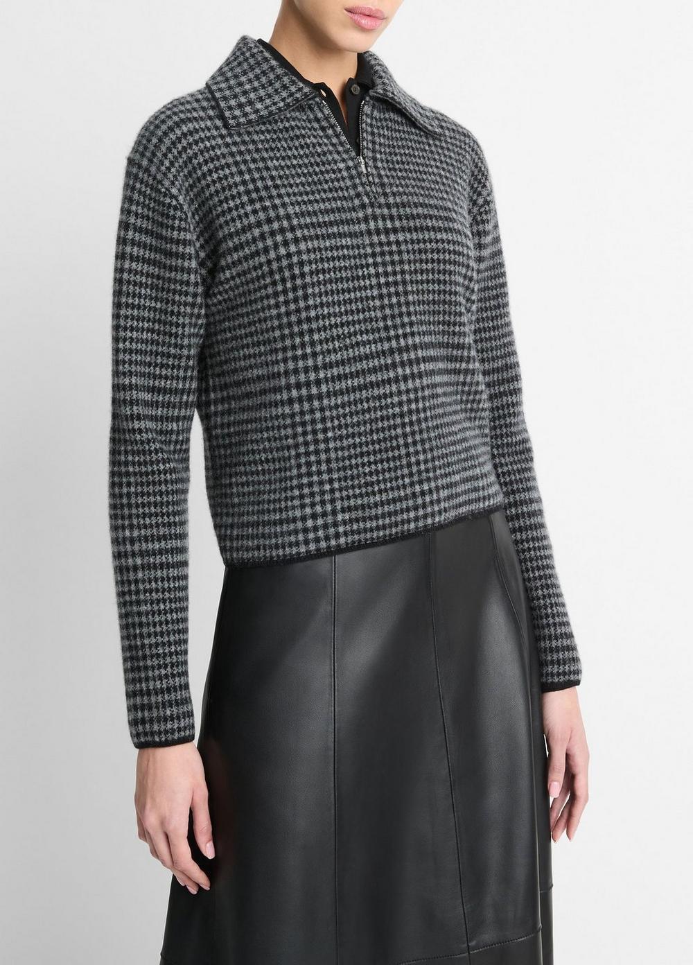 Plaid Wool-Cashmere Half-Zip Pullover Product Image