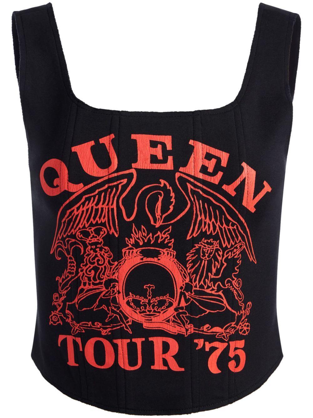 ALICE AND OLIVIA Breslin Band Tee Corset Top In Black/bright Ruby Product Image